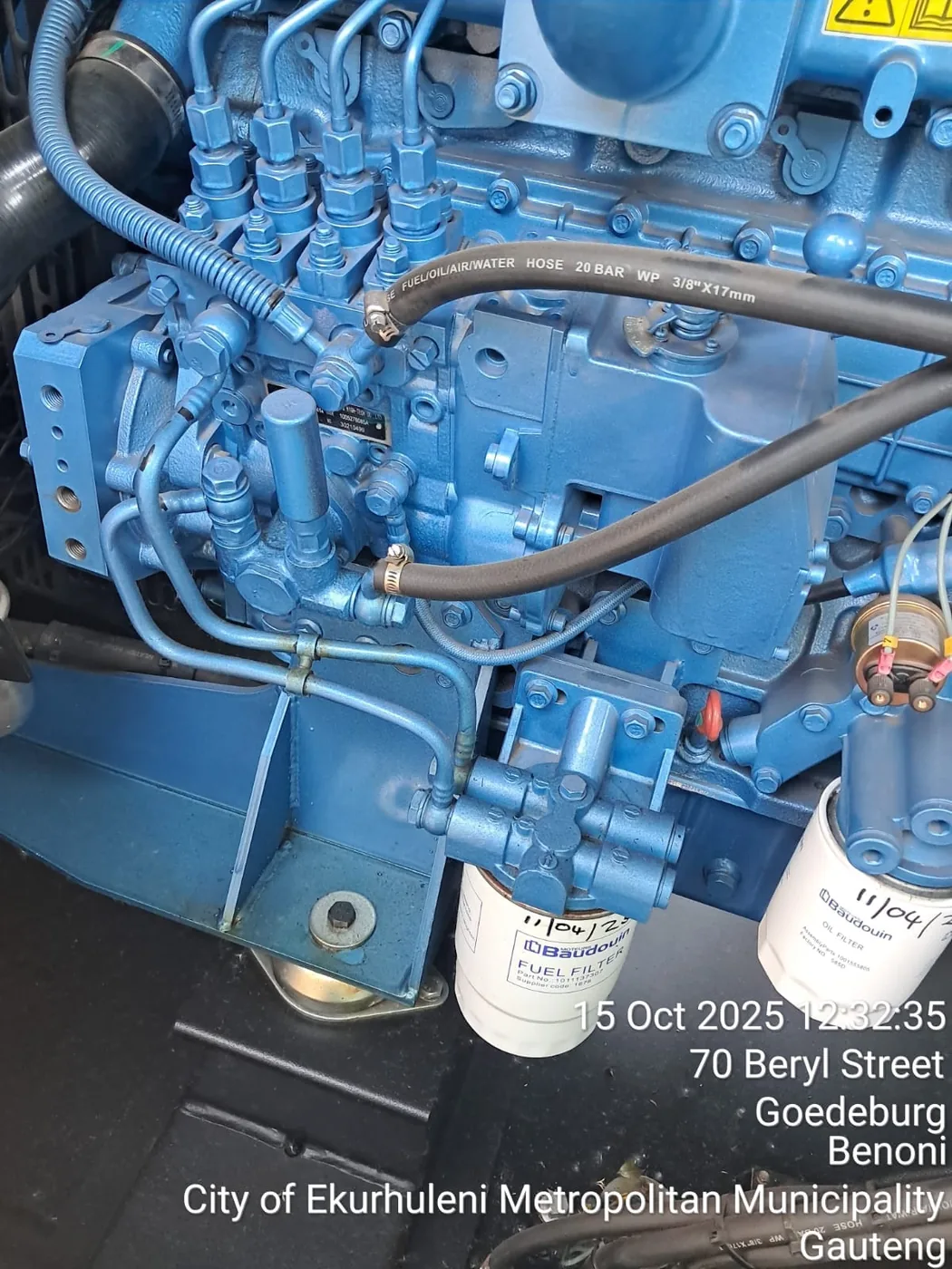 Diesel generator engine inspection